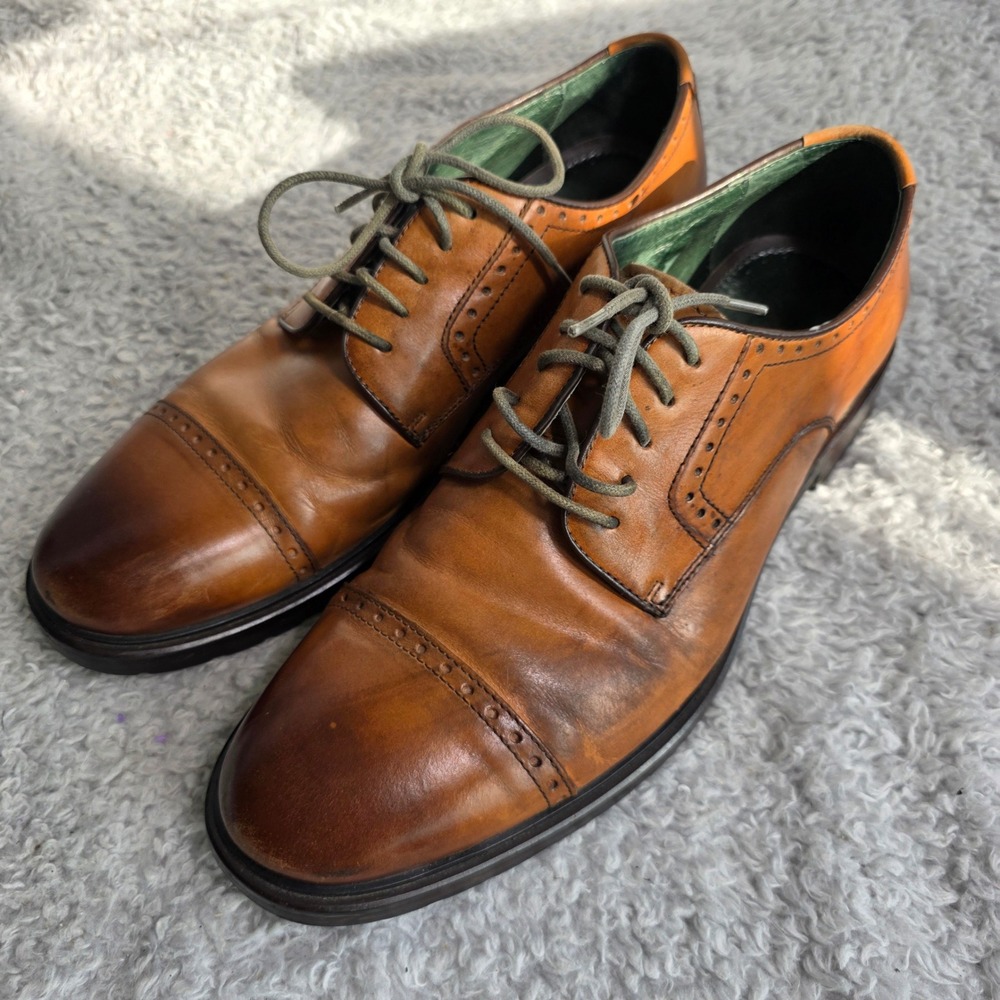 Johnston & Murphy 1850 Cap Toe Derby Leather Brogue Distressed Look Mens 10.5‎ M